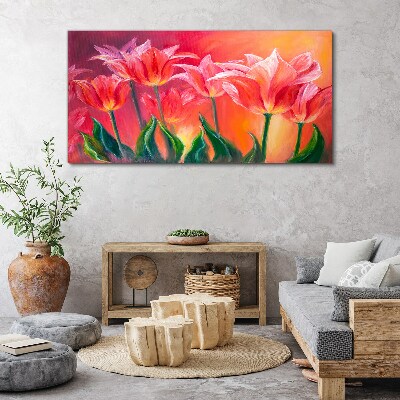 Canvas schilderij Tulpen in tinten roze