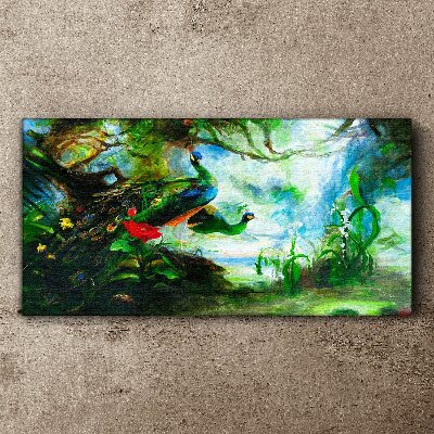 Schilderij op doek De mysterieuze wereld van pauwvogels