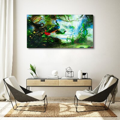 Schilderij op doek De mysterieuze wereld van pauwvogels