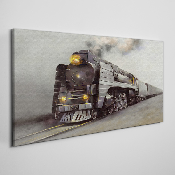 Canvas schilderij Een stoomlocomotief op weg naar het verleden