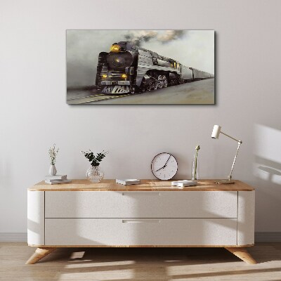 Canvas schilderij Een stoomlocomotief op weg naar het verleden