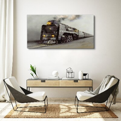 Canvas schilderij Een stoomlocomotief op weg naar het verleden
