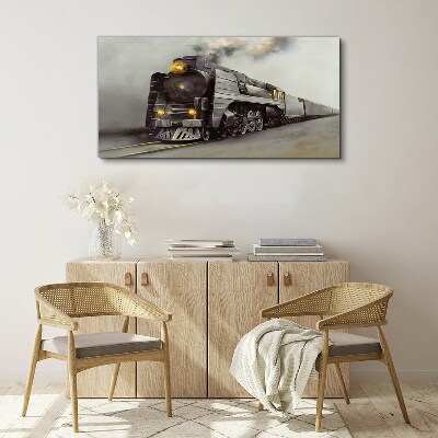 Canvas schilderij Een stoomlocomotief op weg naar het verleden