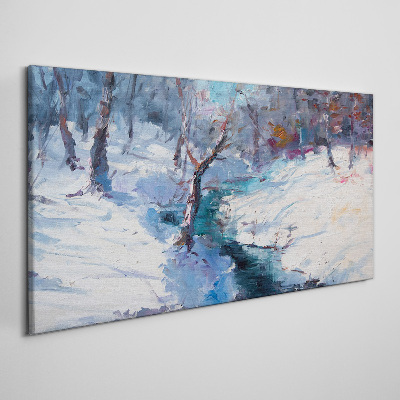 Canvas schilderij Winterlandschap met een rivier