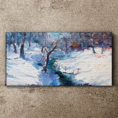 Canvas schilderij Winterlandschap met een rivier