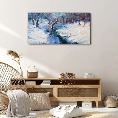 Canvas schilderij Winterlandschap met een rivier