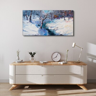 Canvas schilderij Winterlandschap met een rivier