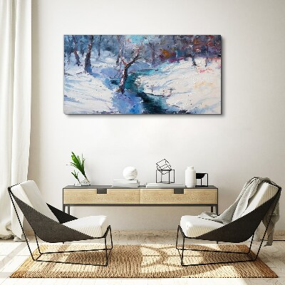 Canvas schilderij Winterlandschap met een rivier