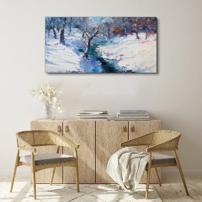 Canvas schilderij Winterlandschap met een rivier