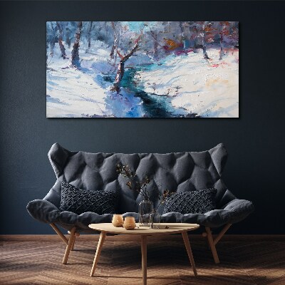Canvas schilderij Winterlandschap met een rivier