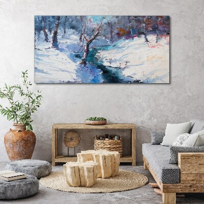 Canvas schilderij Winterlandschap met een rivier