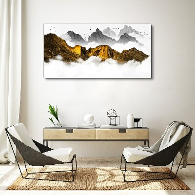 Schilderij op doek Gouden bergen in de wolken