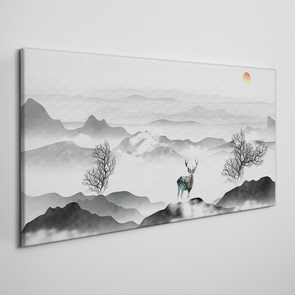 Foto op canvas Een vredig landschap met een hert