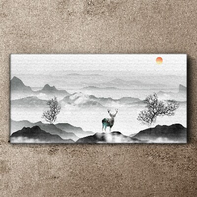 Foto op canvas Een vredig landschap met een hert