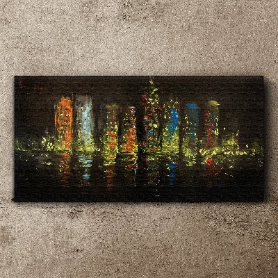 Canvas schilderij De stad 's nachts in het schijnsel van de lichten