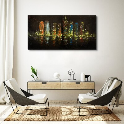 Canvas schilderij De stad 's nachts in het schijnsel van de lichten