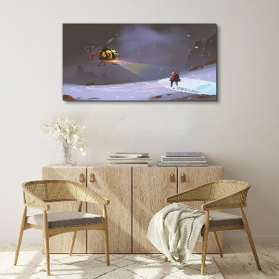 Foto op canvas Helikopter in een berglandschap