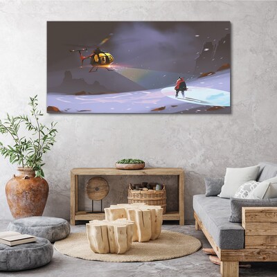 Foto op canvas Helikopter in een berglandschap