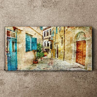 Canvas schilderij Charmante straten in pastelkleuren
