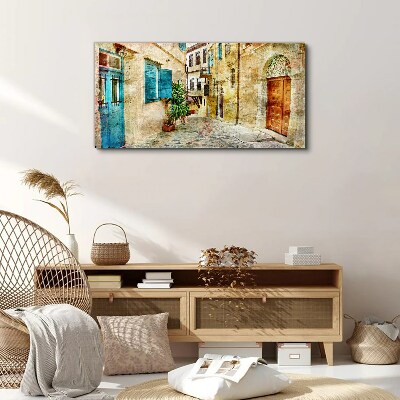 Canvas schilderij Charmante straten in pastelkleuren
