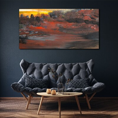 Foto op canvas Zonsondergang boven een vulkanisch landschap
