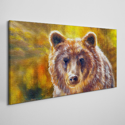 Canvas schilderij Het gezicht van een beer in gouden tinten