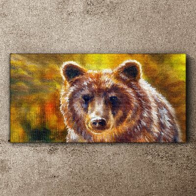 Canvas schilderij Het gezicht van een beer in gouden tinten