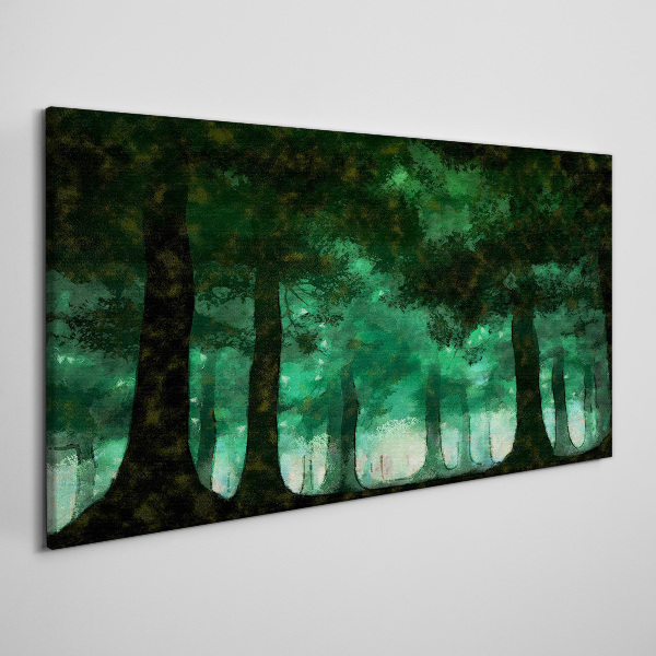 Canvas schilderij Groen bos in het mistige licht