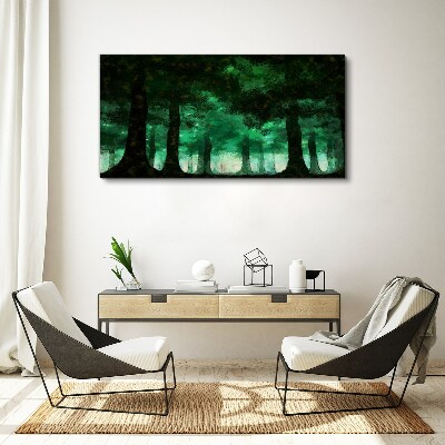 Canvas schilderij Groen bos in het mistige licht