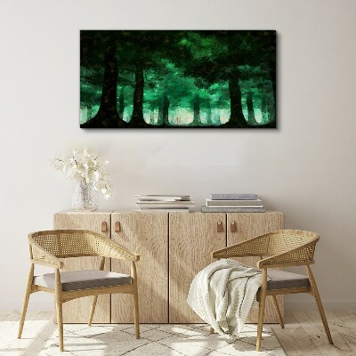 Canvas schilderij Groen bos in het mistige licht