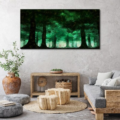 Canvas schilderij Groen bos in het mistige licht