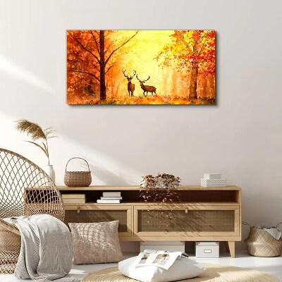 Schilderij op doek Herfstbijeenkomst van herten
