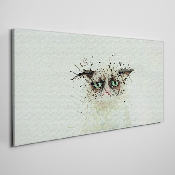 Canvas schilderij Droevige kat met groene ogen