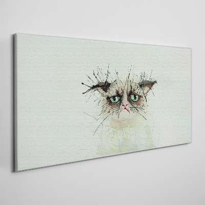 Canvas schilderij Droevige kat met groene ogen