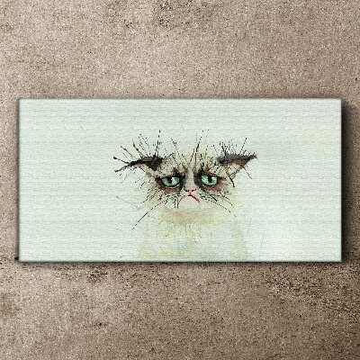 Canvas schilderij Droevige kat met groene ogen