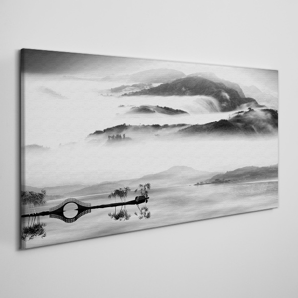 Canvas schilderij Mistig bergpanorama