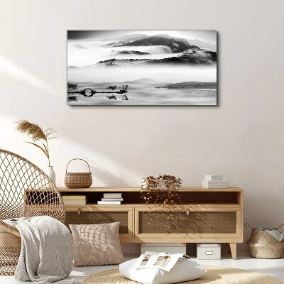 Canvas schilderij Mistig bergpanorama