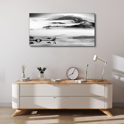 Canvas schilderij Mistig bergpanorama