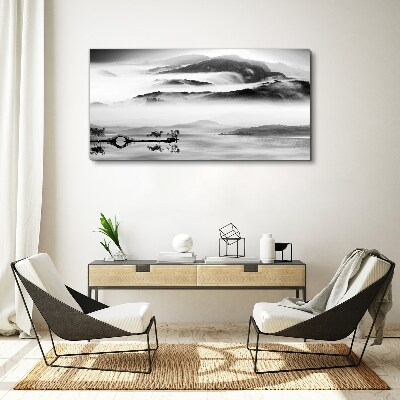 Canvas schilderij Mistig bergpanorama