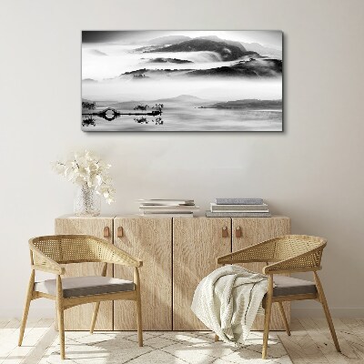 Canvas schilderij Mistig bergpanorama