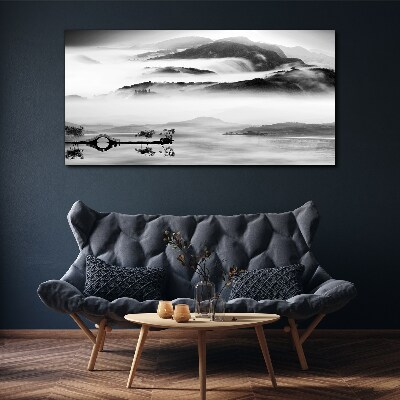 Canvas schilderij Mistig bergpanorama