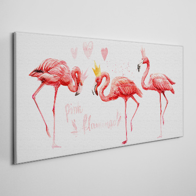 Canvas schilderij Roze flamingo's met kronen