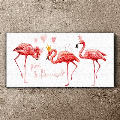 Canvas schilderij Roze flamingo's met kronen
