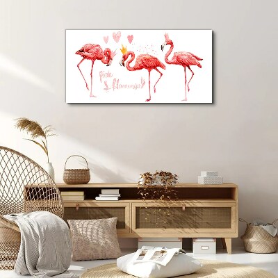 Canvas schilderij Roze flamingo's met kronen