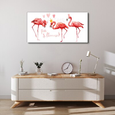 Canvas schilderij Roze flamingo's met kronen
