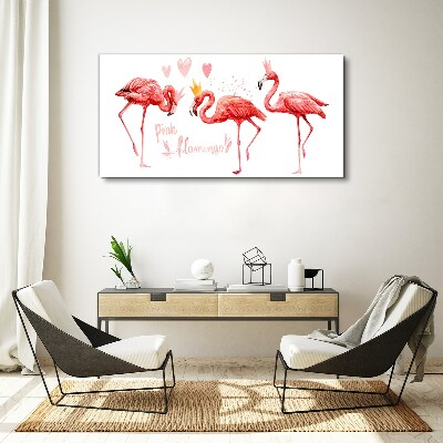Canvas schilderij Roze flamingo's met kronen