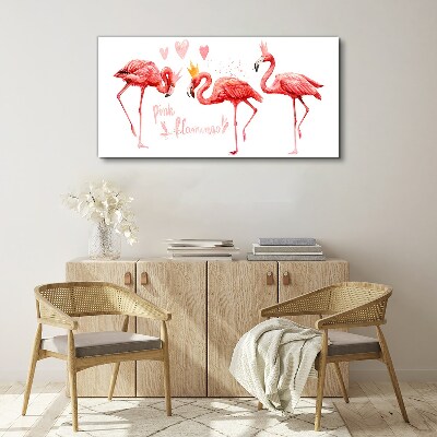 Canvas schilderij Roze flamingo's met kronen