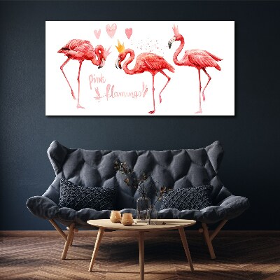 Canvas schilderij Roze flamingo's met kronen