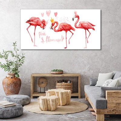 Canvas schilderij Roze flamingo's met kronen