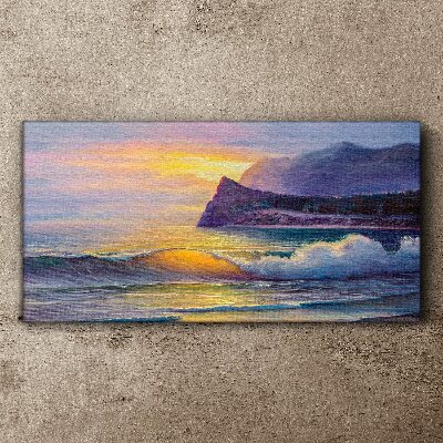 Schilderij op doek Zonsondergang boven de oceaan